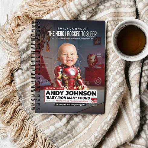 Personalized Baby Iron Man Notebook – Custom Superhero Journal with Photo & Name
